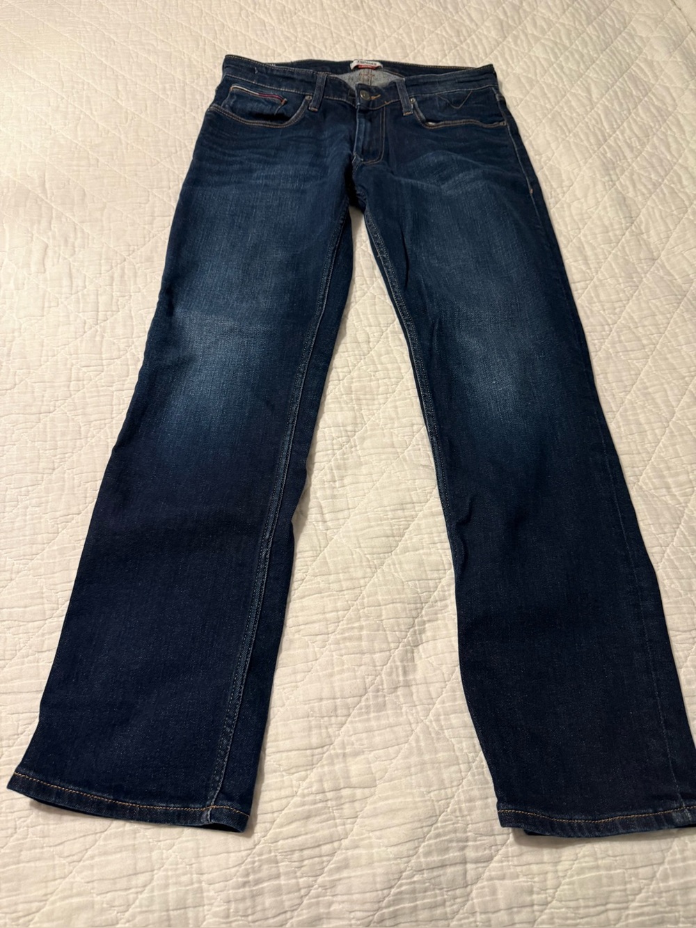 Tommy Hilfiger Blue Denim Jeans with Brown Leather Patch